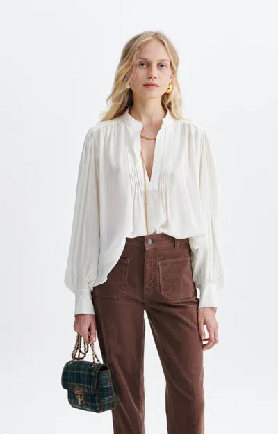 Vanessa Bruno Helen Pintuck Silk Blouse In Neutral