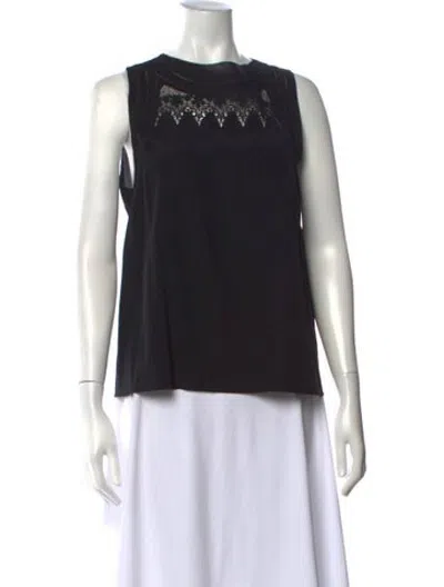 Pre-owned Vanessa Bruno Lace Pattern Crew Neck Top In Black