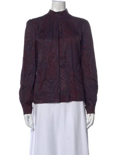 Pre-owned Vanessa Bruno Patterned Mock Neck Top In Burgundy