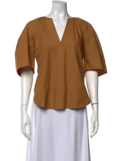 Pre-owned Vanessa Bruno V-neck Short Sleeve Top In Yellow