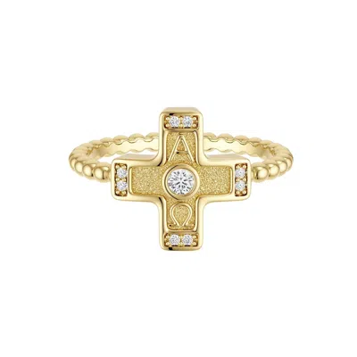 Vanimy Women's Gold Alpha Omega Cross Statement Beaded Ring