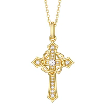 Vanimy Women's Gold Cross & Crown Of Thorns Faith Pendant Necklace