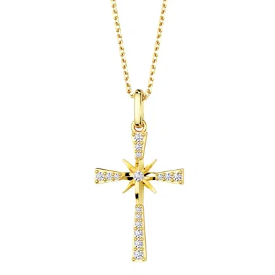 Vanimy Women's Gold Guiding Star Cross Pendant Necklace
