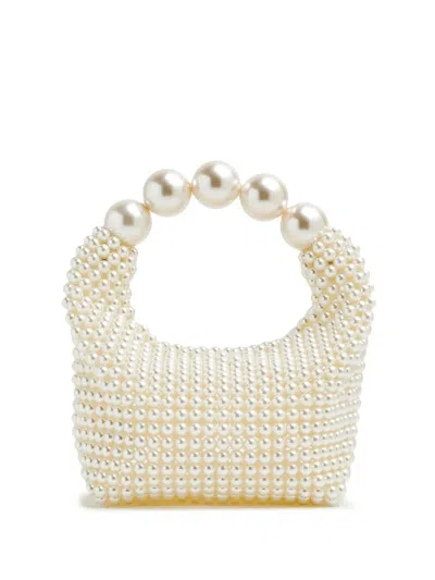 Vanina Beaded Top-handle Bag In Weiss