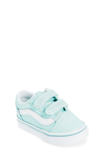 Vans Kids' Unisex Old Skool V Glitter Low Top Trainers - Baby, Toddler In Pastel Blue