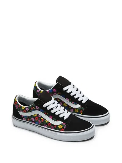 Vans Kids' Old Skool Floral-print Sneakers In Black