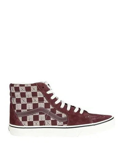 Vans Sk8-hi Man Sneakers Brick Size 9 Leather, Textile Fibers In Red