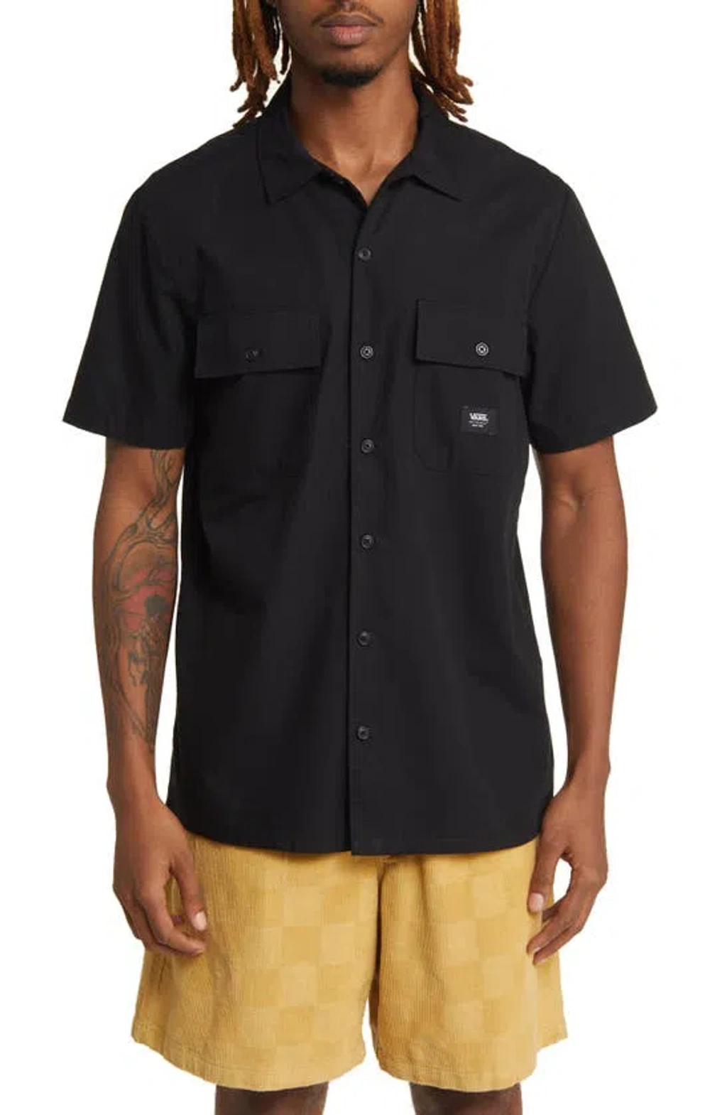 Vans Smith Ii Classic Fit Short Sleeve Button-up Shirt In Black