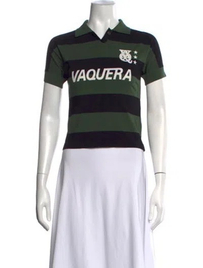Pre-owned Vaquera Striped V-neck Polo In Green