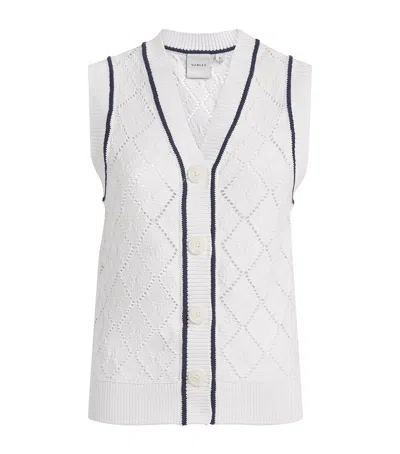 Varley Pointelle-knit Sleeveless Cardigan In White