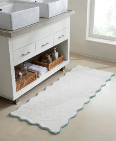 Vcny Home Scallop Cotton Bath Rug In Aqua