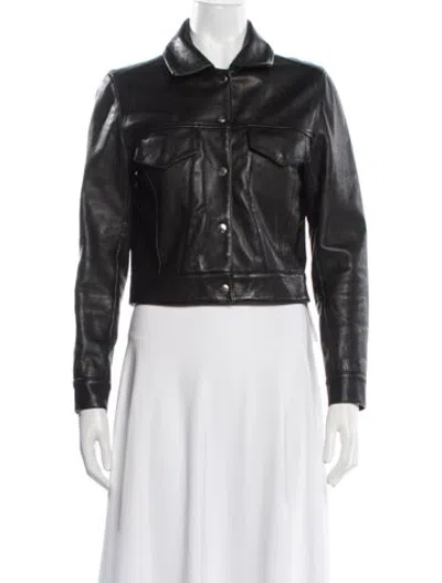 Pre-owned Veda Leather Biker Jacket In Black