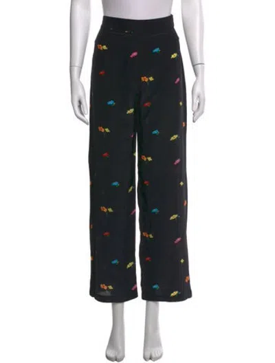 Pre-owned Veda Silk Wide Leg Pants In Black
