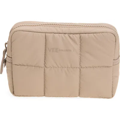Veecollective Small Quilted Cosmetics Pouch In Neutral