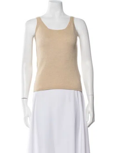 Pre-owned Vera Wang Cashmere Square Neckline Top In Neutrals