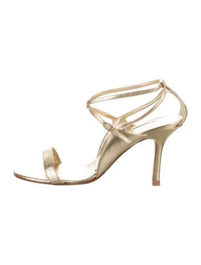 Pre-owned Vera Wang Leather Sandals In Gold/metallic