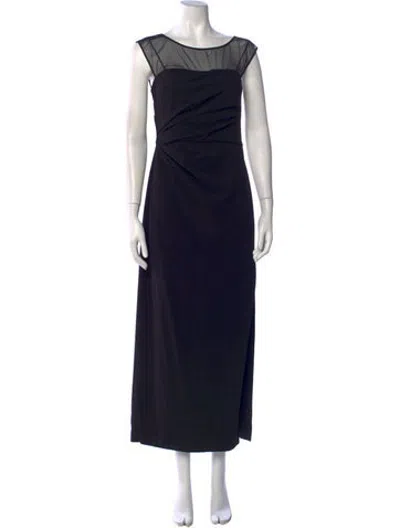 Pre-owned Vera Wang Scoop Neck Long Dress In Black
