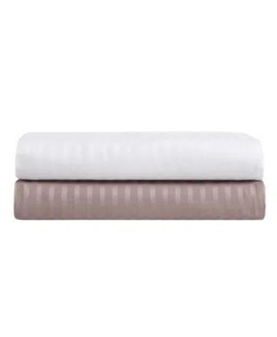 Vera Wang Solid Dobby Stripe Cotton Sheet Set In White