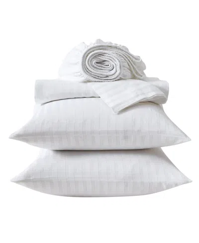 Vera Wang Solid Dobby Stripe T290 4-pc. Sheet Set, Queen In White