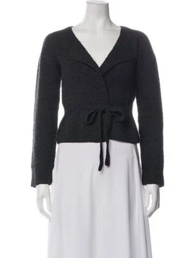 Pre-owned Vera Wang Wool V-neck Top In Blue