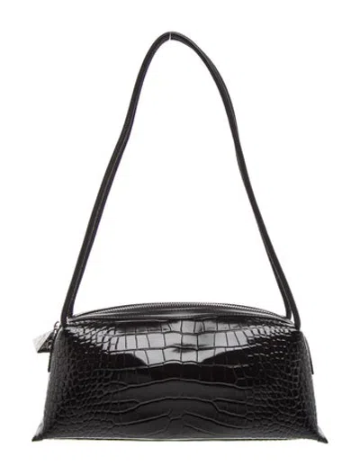 Pre-owned Verafied Embossed Leather Shoulder Bag W/ Tags In Black