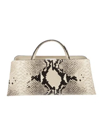 Pre-owned Verafied Embossed Leather Top Handle Bag In Neutrals