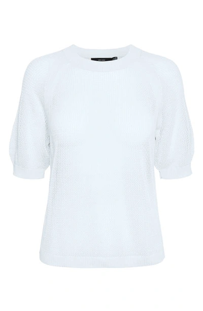Vero Moda Lexsun Short Sleeve Knit Top In Bright White
