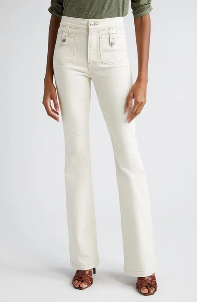 Veronica Beard Beverly High Waist Skinny Flare Jeans In Ecru