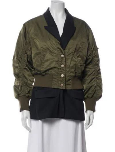 Pre-owned Veronica Beard Bomber Jacket In Blue/green