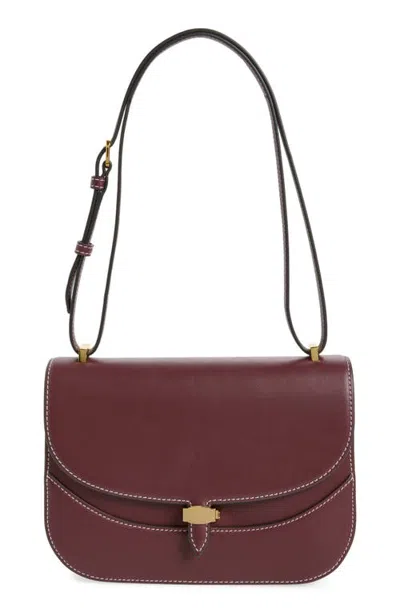 Veronica Beard Dash Leather Saddle Bag In Burgundy