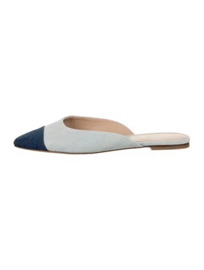 Pre-owned Veronica Beard Denim Colorblock Pattern Mules In Blue