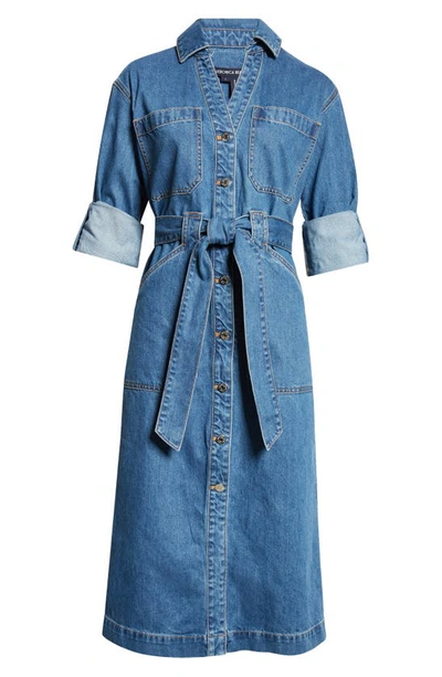 Veronica Beard Evelyn Belted Long Sleeve Denim Shirtdress In Cornflower