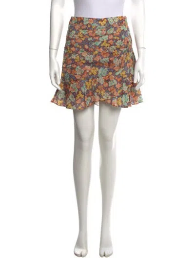 Pre-owned Veronica Beard Floral Print Mini Skirt W/ Tags In Orange