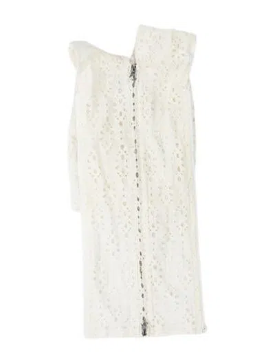 Pre-owned Veronica Beard Glitter Lace Pattern Scarf In White