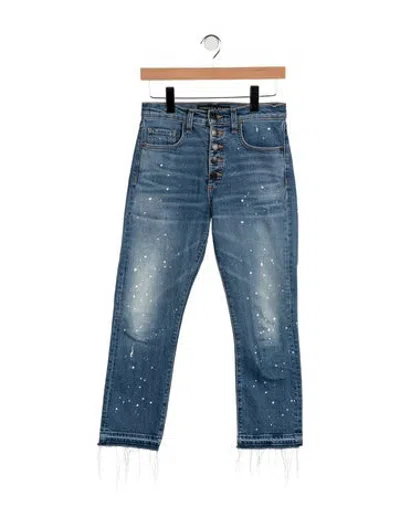 Pre-owned Veronica Beard High-rise Straight Leg Jeans In Blue/white