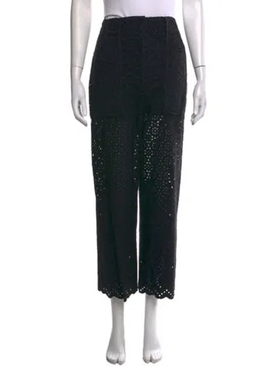 Pre-owned Veronica Beard Lace Pattern Straight Leg Pants In Black