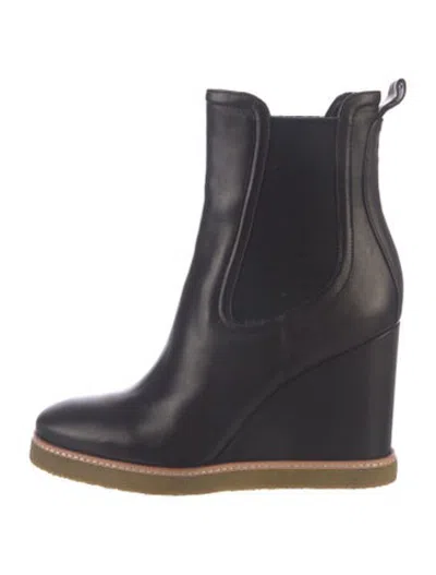 Pre-owned Veronica Beard Leather Chelsea Boots In Black