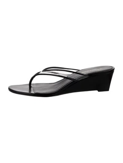 Pre-owned Veronica Beard Leather Flip Flops In Black