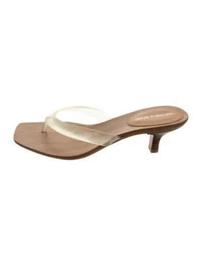 Pre-owned Veronica Beard Leather Flip Flops In Brown/clear