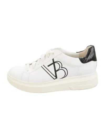 Pre-owned Veronica Beard Leather Graphic Print Sneakers In Neutrals