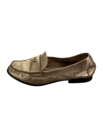 Pre-owned Veronica Beard Leather Loafers In Gold