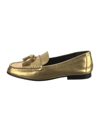 Pre-owned Veronica Beard Leather Loafers In Gold/metallic