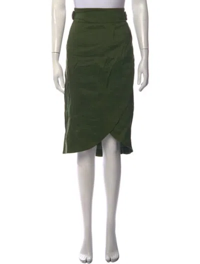 Pre-owned Veronica Beard Linen Midi Length Skirt In Green