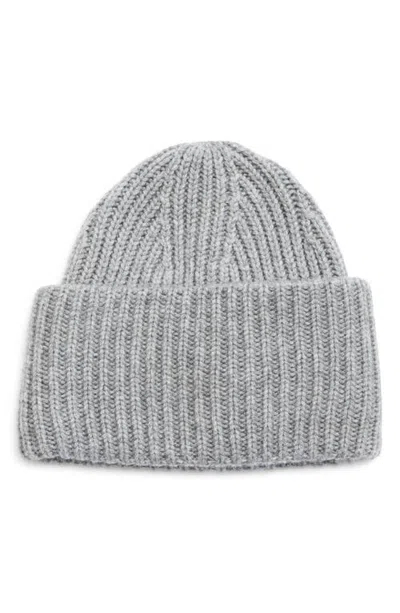 Veronica Beard Merino Wool & Cashmere Rib Foldover Beanie In Gray