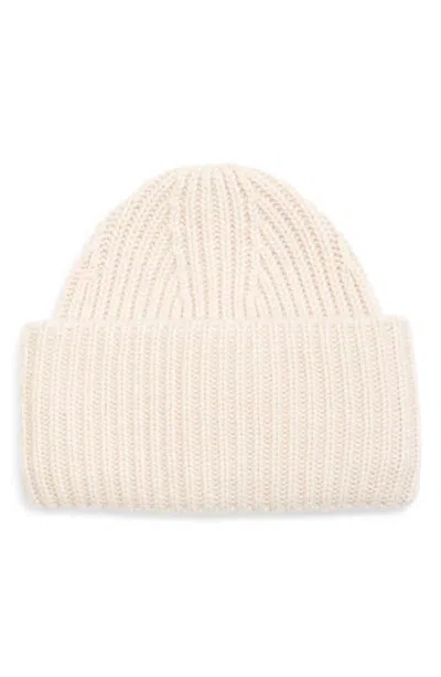 Veronica Beard Merino Wool & Cashmere Rib Foldover Beanie In Neutral