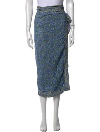 Pre-owned Veronica Beard Paisley Print Midi Length Skirt In Blue