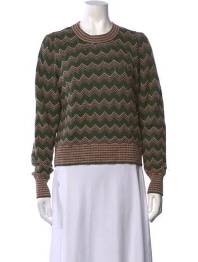 Pre-owned Veronica Beard Patterned Crew Neck Sweater In Green/neutrals