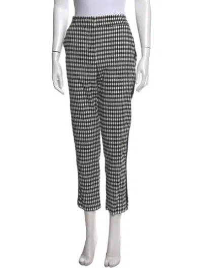 Pre-owned Veronica Beard Plaid Print Straight Leg Pants In White