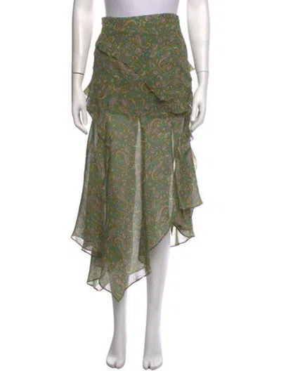 Pre-owned Veronica Beard Silk Midi Length Skirt In Green