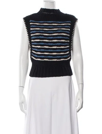 Pre-owned Veronica Beard Striped Mock Neck Sweater In Multicolor